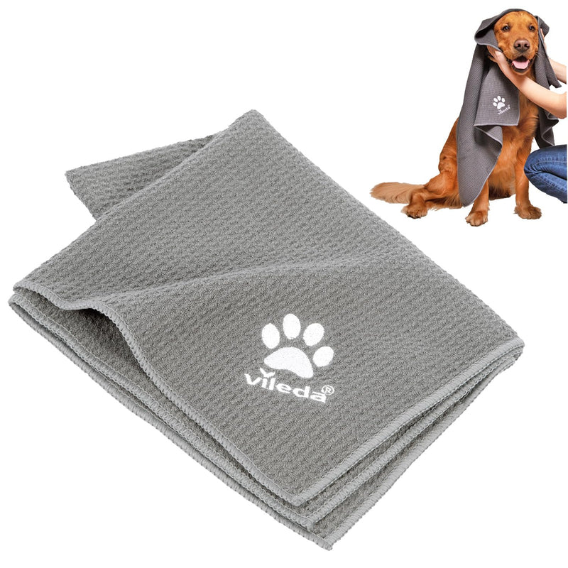 Vileda Pet Pro Microfiber Towel XL for Cleaning and Drying Pets 65 x 100 cm Waffle Texture Towel Soft Microfiber Material for Large Dogs Gray - BeesActive Australia