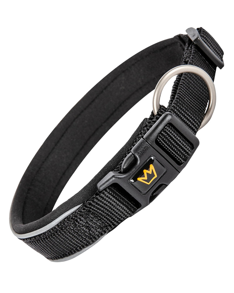 Rudelkönig dog collar Paola - adjustable dog collar made of nylon - reflective dog collar for medium-sized dogs in black size. 3 (35-40cm) Black-Reflective - BeesActive Australia