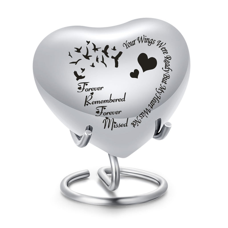 AIWENXI Pet Urn Memorial Container Jar Pot Urn Memorials Keepsake Pet Dog Cat Urn Mini Urn Memorial Urn for Cremation Ashes (Bird Silver) Bird Silver - BeesActive Australia
