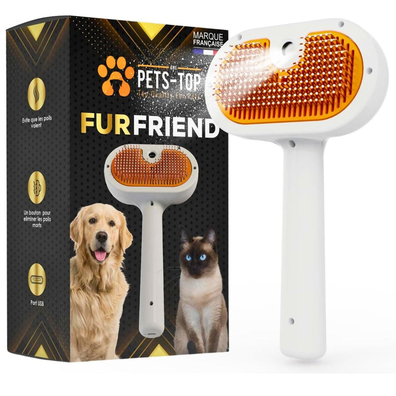 Cat brush with steam, 3-in-1 steam brush for cats FurFriend brush for animal hair for dogs and cats white - BeesActive Australia