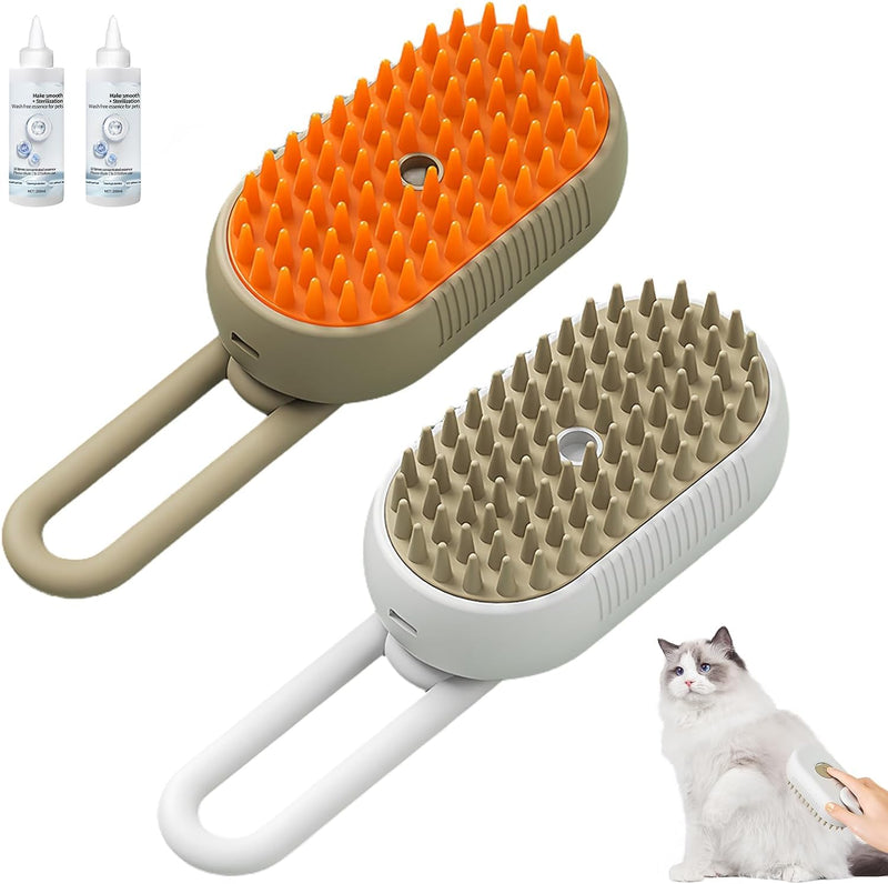 2 pieces cat steam brush, steam cat brush, steamy cat brush, cat brush with steam, cat steamy brush, grooming brush for cats, 3 in 1 steam brush for cats, dogs, rabbits and other pets - BeesActive Australia