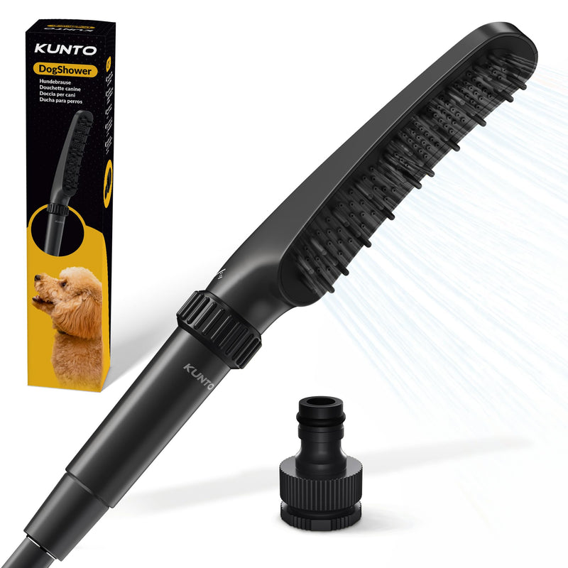 KUNTO® dog shower head - dog shower shower head - dog shower with four jet types - dog shower head with silicone bristles for effective grooming - mobile outdoor dog shower with garden hose adapter - BeesActive Australia