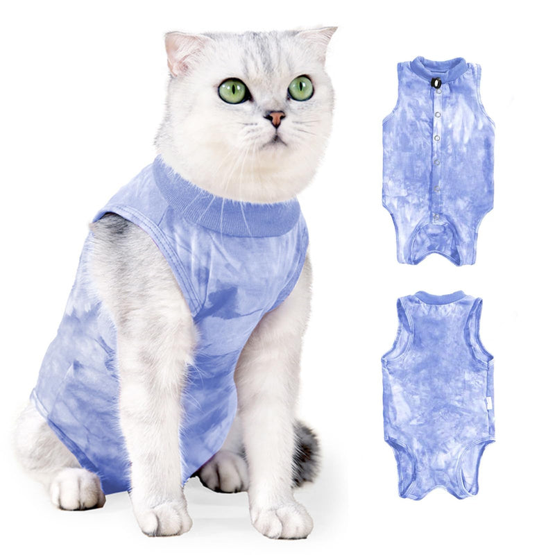 Yoolhamy Cat Bodysuit After Surgery Professional Recovery Suit for Cats, Cat Bodysuit for Cats Surgery Castration, E-Collar Alternative for Cat Anti-Lick Wound for Abdominal Wounds Small Blue - BeesActive Australia