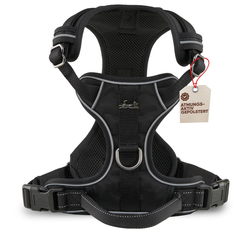 FREUDENTIER dog harness with comfortable mesh padding - perfect fit without slipping - anti-pull chest harness for large, medium and small dogs (Black, L) Black - BeesActive Australia