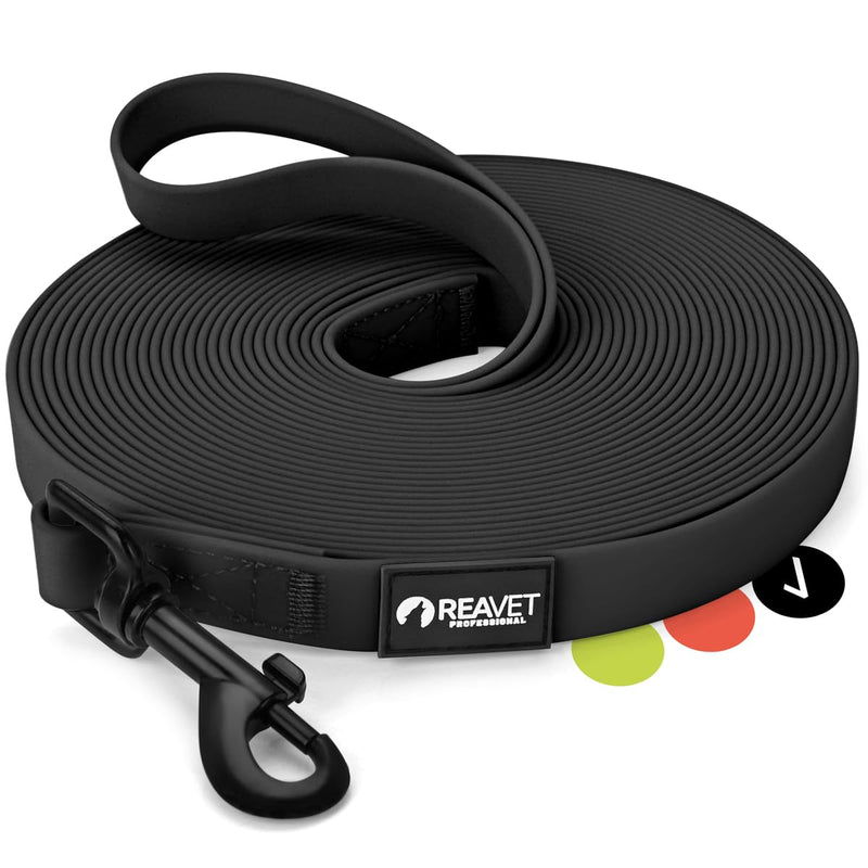 ReaVET drag leash for dogs, 10 meters, black, robust and waterproof dog leash, long, training leash with padded handle, training leash, running leash for large and small dogs - BeesActive Australia
