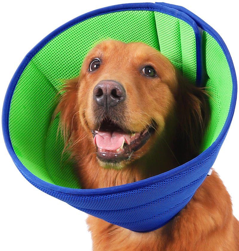 Collar Dog Soft, Dog Collar Leak Protection, Breathable Neck Brace for Dogs, Adjustable Protective Collar Leak Protection Dog, Lightweight Neck Collar Dog, Funnel Dog (Size 8, Blue) Size 8 (Neck: 40.6 cm - 48.5 cm) - BeesActive Australia