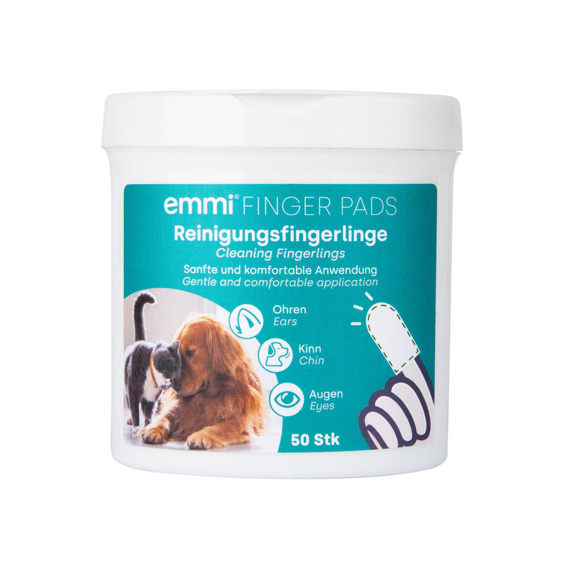 Emmi-pet finger pads for dogs and cats, disposable cleaning finger pads for ears, chin and eyes, cleaning wipes for care and hygiene, 50 pieces - BeesActive Australia