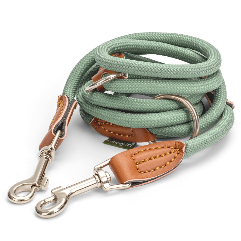 Quiet green dog leash for small dogs | 2 meters | 3-way adjustable | Only 160g light | Lead line 2m | Sage Green Hoary Green - BeesActive Australia