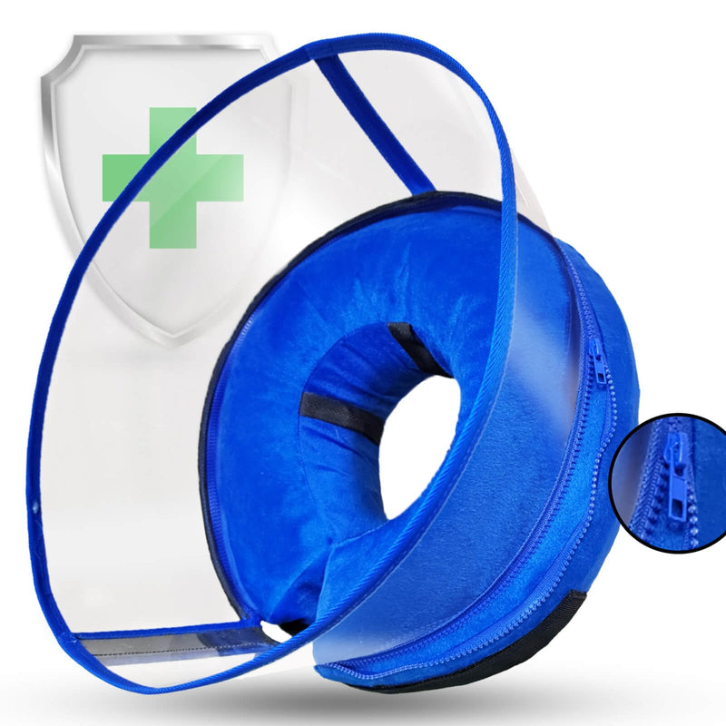 Aschpas® Inflatable Dog Neck Brace with Protective Layer for Long Snouts, Cat Neck Brace, Cat Collar, Dog Collar, Leak Protection Dog, Dog Bodysuit after Surgery, Removable Collar for Dogs and Cats (Removable, M) - BeesActive Australia