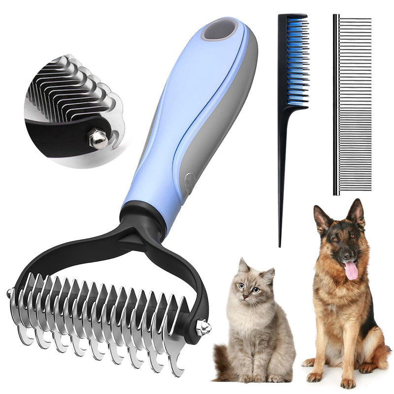 Txeouse Cat Brush Long Hair & Dog Brush Long Hair - Undercoat Comb Removes Undercoat & Tangles | Thinning & Top Hair Protection (Blue) Blue - BeesActive Australia