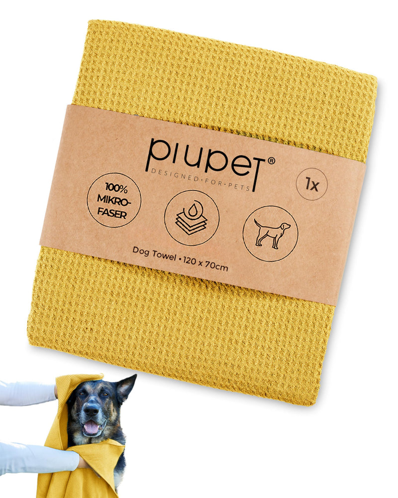 PiuPet® Dog Towel I 120x70cm I Microfiber Towel for Dogs I Towel Dog Extra Absorbent I Dog Towel Large Dogs I Single Towel I Microfiber Towels | Dog accessories (yellow) set of 1 yellow - BeesActive Australia