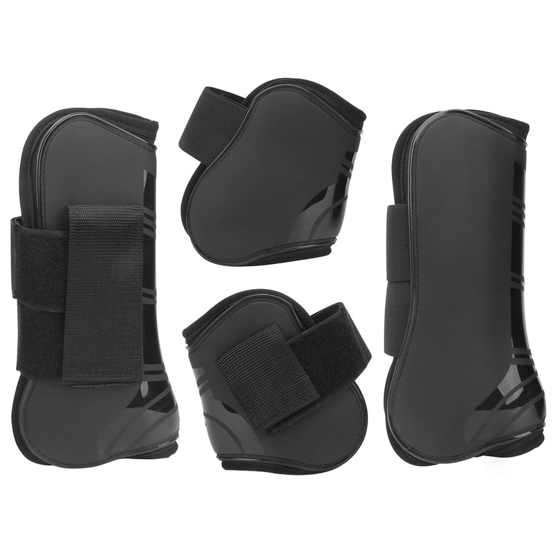 Horse Gaiters Set of 4, Gaiters and Fetlock Boots PU Shell Neoprene Lining Jumping Gaiters Horse Gaiters Pony Bandages Horse for Jumping, Riding, Events, Dressage, L, Black - BeesActive Australia