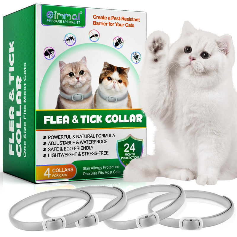 QLIGES tick flea collar cat, flea collar for cats 4 pieces, effective protection for 24 months, protection against skin allergies, soft and comfortable, adjustable, waterproof, suitable for all cats gray - BeesActive Australia