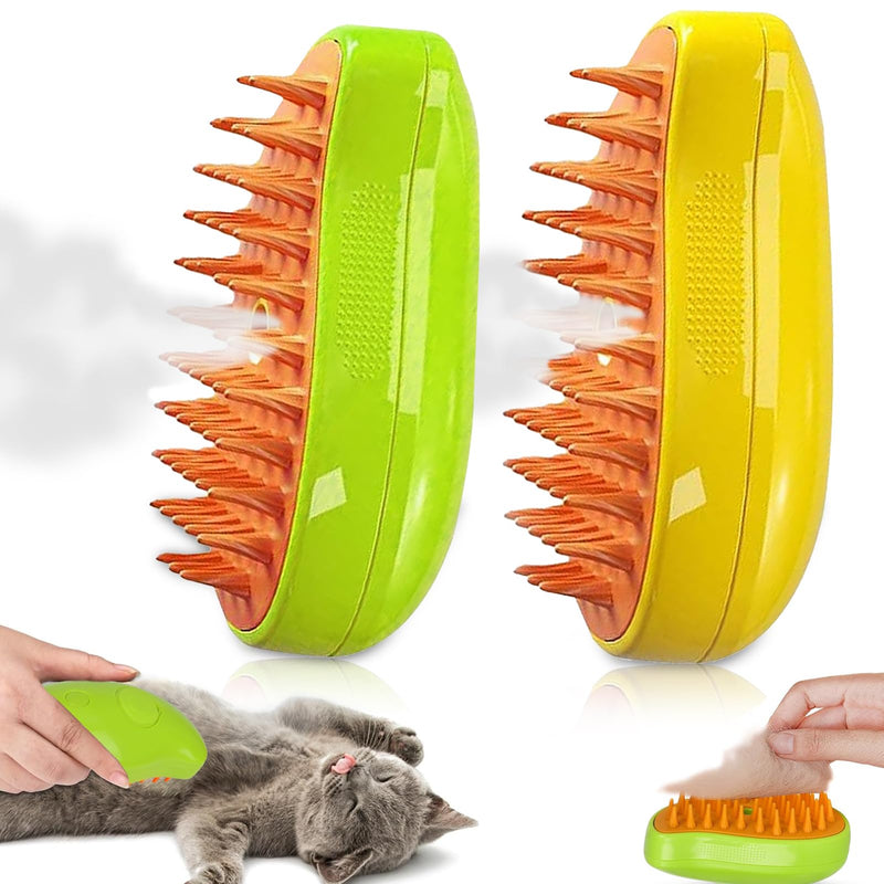 2024 New Cat Steamy Brush, 3-in-1 Cat Brush with Steam Cat Spray Massage Comb Multifunctional Steam Brush Self Cleaning Steamy Cat Brush for Long Hair and Short Hair Clean Pack of 2 - BeesActive Australia