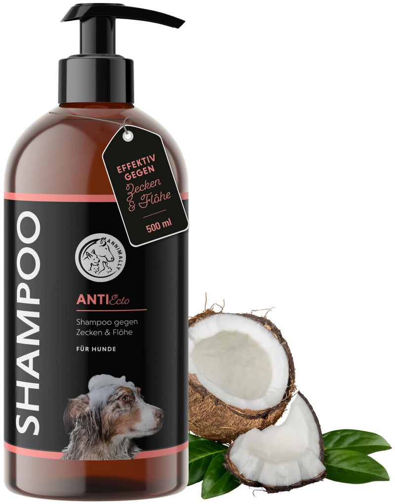 Annimally Anti Tick and Flea Shampoo Dog - Shampoo against ticks, fleas and mites for dogs - Dog shampoo with neem extract (500ml) - BeesActive Australia