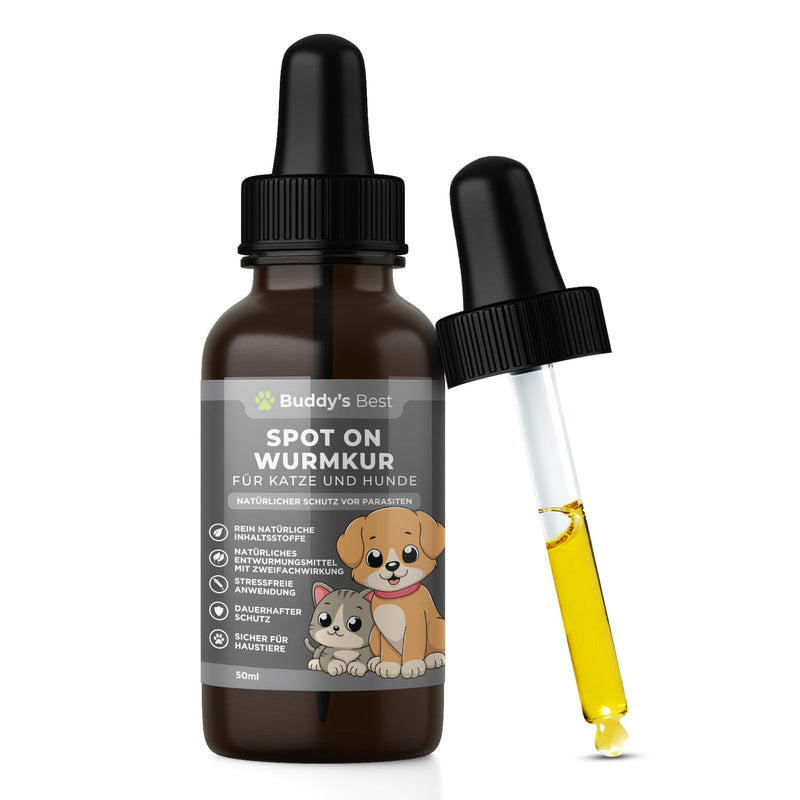 BUDDY'S BEST 50ml Spot On Worm Treatment Cat and Dog - Worm Treatment Dog and Cat - Dewormer Cats and Dogs - Worm Treatment Cats All Worms - Deworming Dog - BeesActive Australia
