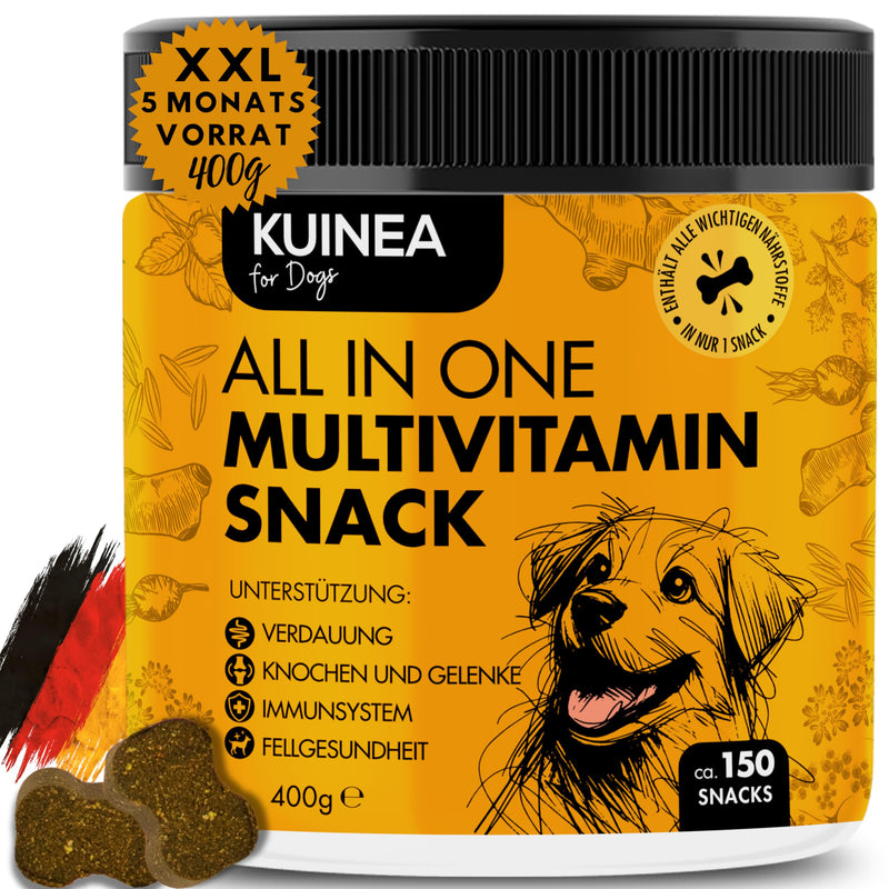 KUINEA® All-in-One vitamins for dogs as a treat I approx. 5-MONTH SUPPLY I Supports: digestion, bones & joints, immune system, coat health, dietary supplement dog 150 snacks (400g) - BeesActive Australia