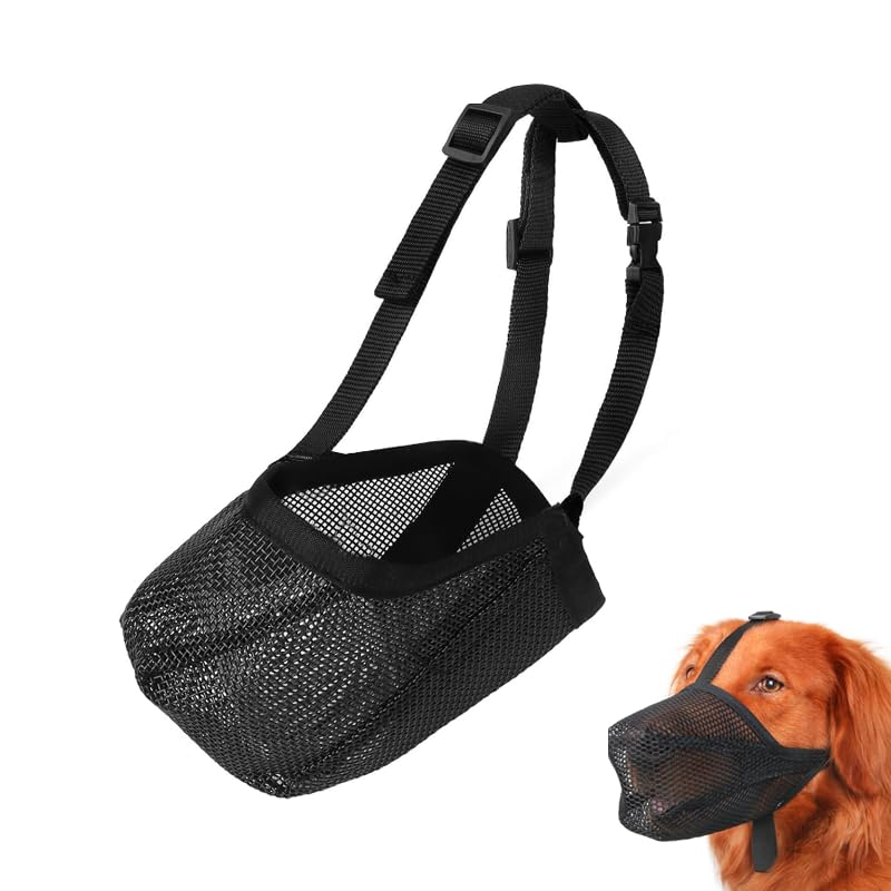 Dog Muzzle Black Mesh Dog Muzzle Adjustable Poison Bait Protection for Dogs Eating Protection Dog Muzzle Against Barking Mouth Loop Dog Anti-Biting and Anti-Licking All-Inclusive Muzzle (Size L) - BeesActive Australia