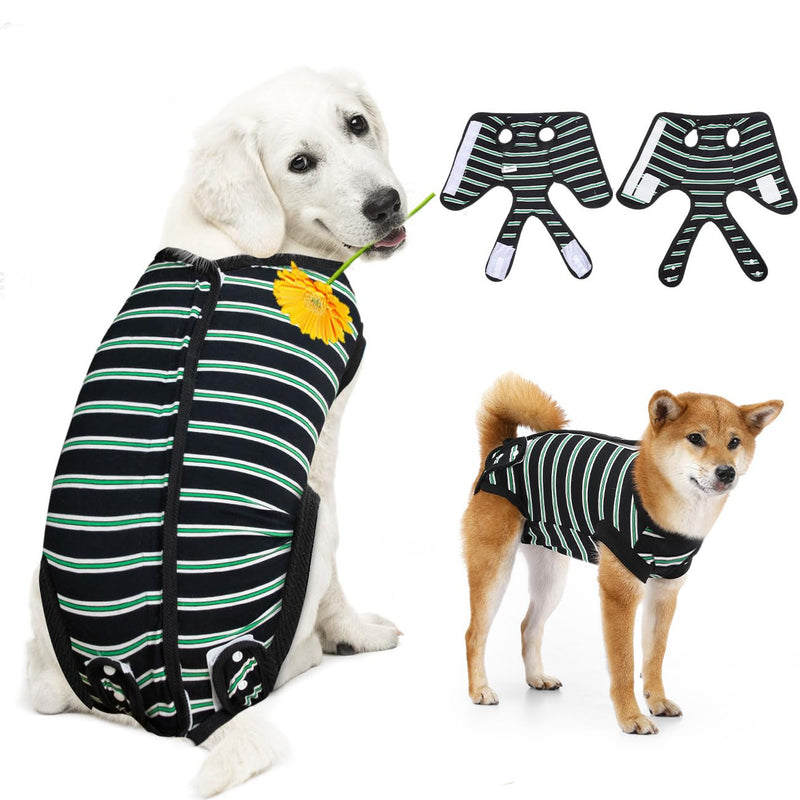 VavoPaw Dog Recovery Suit, Dog Anti-Licking Recovery Suit After Surgery, E-Collar Alternative for Puppy Cat, Soft Breathable Pajamas with Velcro Fastener, XXXL Black Black/White Stripes - BeesActive Australia