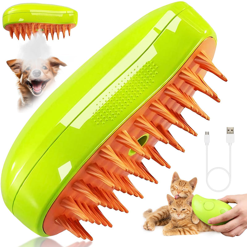 Cat brush with steam, 3-in-1 steam brush cat green steamy brush cat steam brush for cats with spray cat brush with water cat steam brush care brush for cats and dogs for hair removal - BeesActive Australia