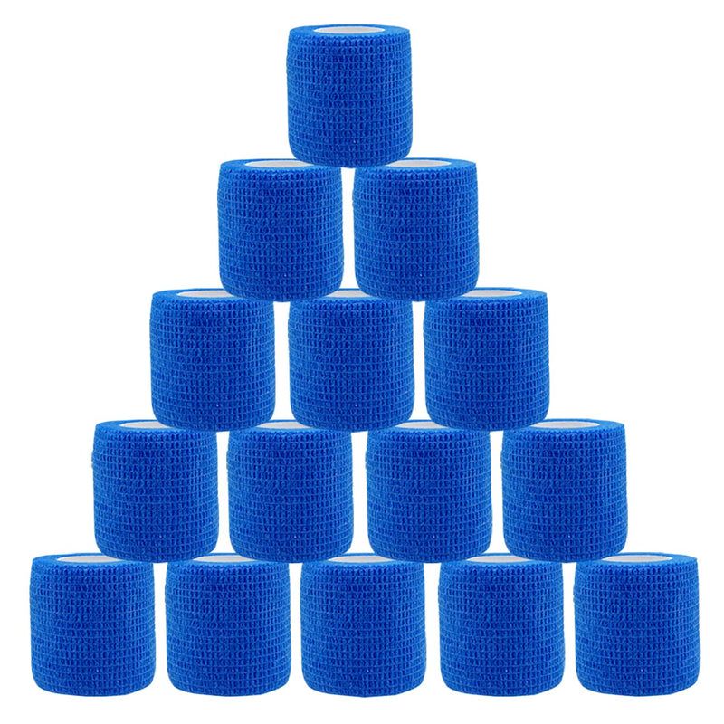 15 rolls of self-adhesive bandage, 5 cm x 4.5 m, non-woven plaster roll, bandage material for humans and animals, elastic bandage, fixing bandage, self-adhesive bandage for sports, pets (blue), 15 rolls blue - BeesActive Australia