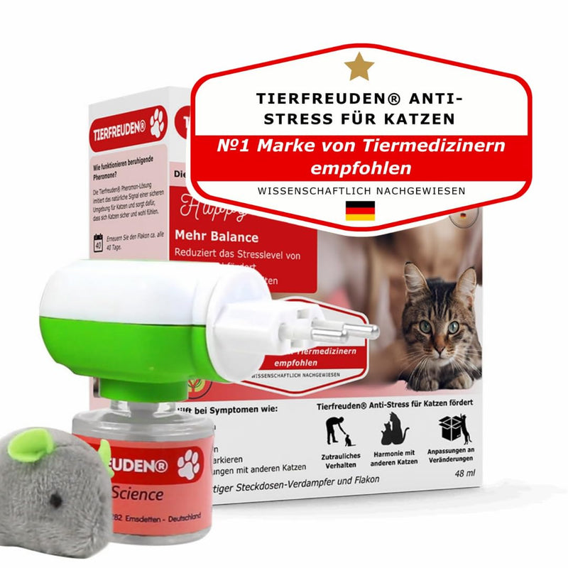 TIERFREUDEN® Science from Germany | Anti-stress starter set for cats | Pheromone Diffuser, 48ml Refill & Catnip Mouse | Reduces Stress, Aggression & Anxiety | Promotes harmony & well-being 0.33 ml (pack of 3) - BeesActive Australia