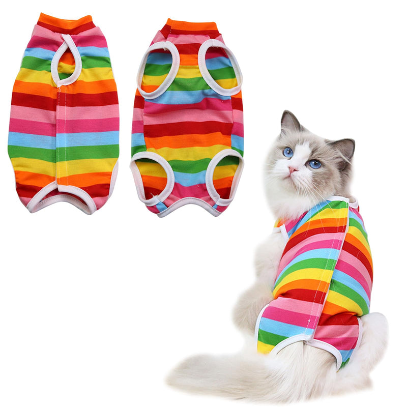 Cat Recovery Suit, Professional Recovery Suit, Cat Suit, Post Surgery Medical Care, Cone Collar, Alternatives, Anti-Licking Wound Vest Bodysuit for Male Female Cats, L Colorful - BeesActive Australia