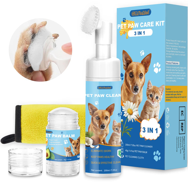 Dog paw care kit, paw cleaner for dogs and cats, dog paw balm for repairing dry, cracked paws with 1 pet towel, natural paw protection for pet foot care - BeesActive Australia