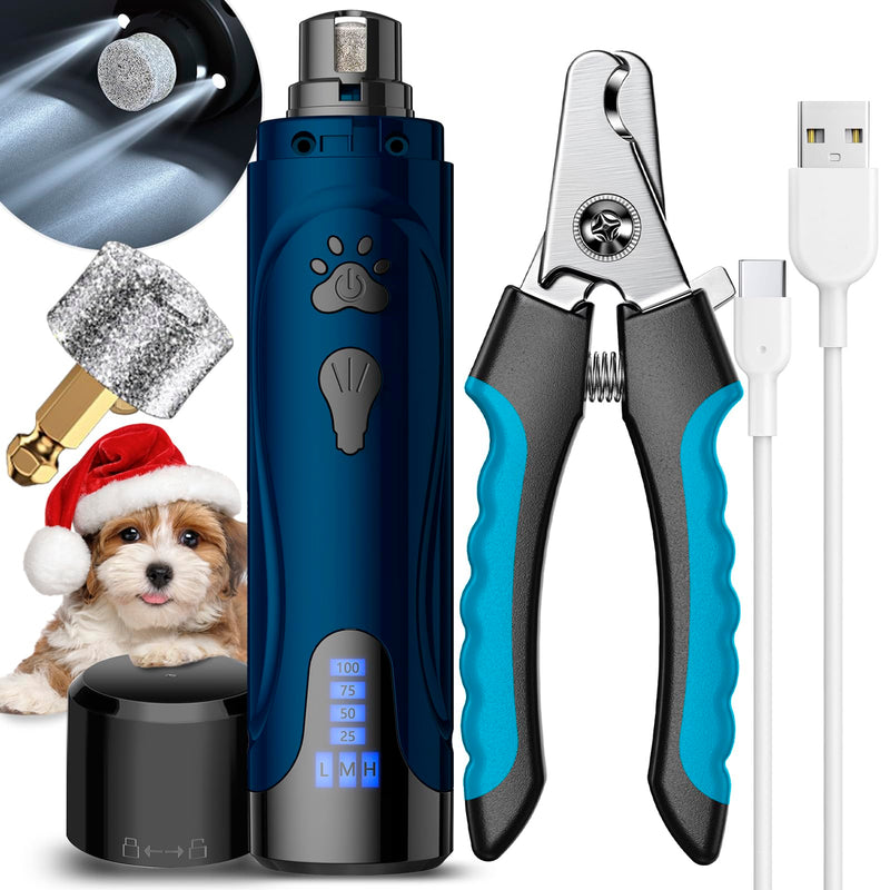 YABIFE Claw Grinder for Dogs, Electric Dog Claw Trimmer, Super Quiet Dog Claw File, Animal Claw Grinder for Small Large Dogs Cats Claw Care & Pet Grooming, 3 Speeds Dark Blue - BeesActive Australia