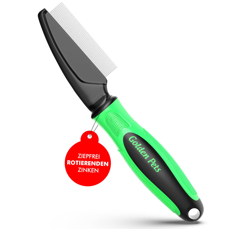 NEW! Golden Pets Flea Comb with Rotating Prongs I Removes Fleas on Dogs & Cats I Lice Comb, Dust Comb, Pet Comb, Tick Brush I + Free Care Manual Rotatable 68 Pins - BeesActive Australia