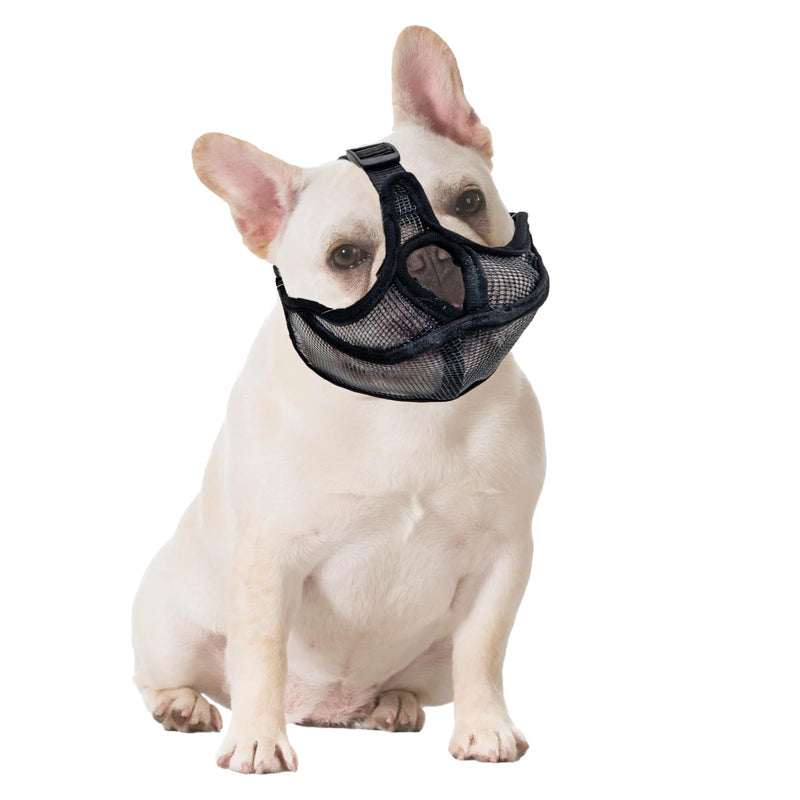 French Bulldog Muzzle Flattened Dog Muzzle with Short Snout Mask for Dogs with Short Snout Anti Biting Chewing Barking with Adjustable Mesh Head Strap - BeesActive Australia