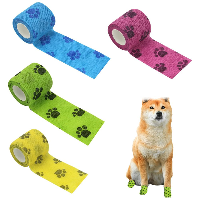 Self-adhesive bandage for pets, pet self-adhesive bandage, 4 pieces pet cohesive bandages, elastic cohesive adhesive bandage, cohesive fixing bandage, for dogs, cats, wrap adhesive bandage style 1 - BeesActive Australia