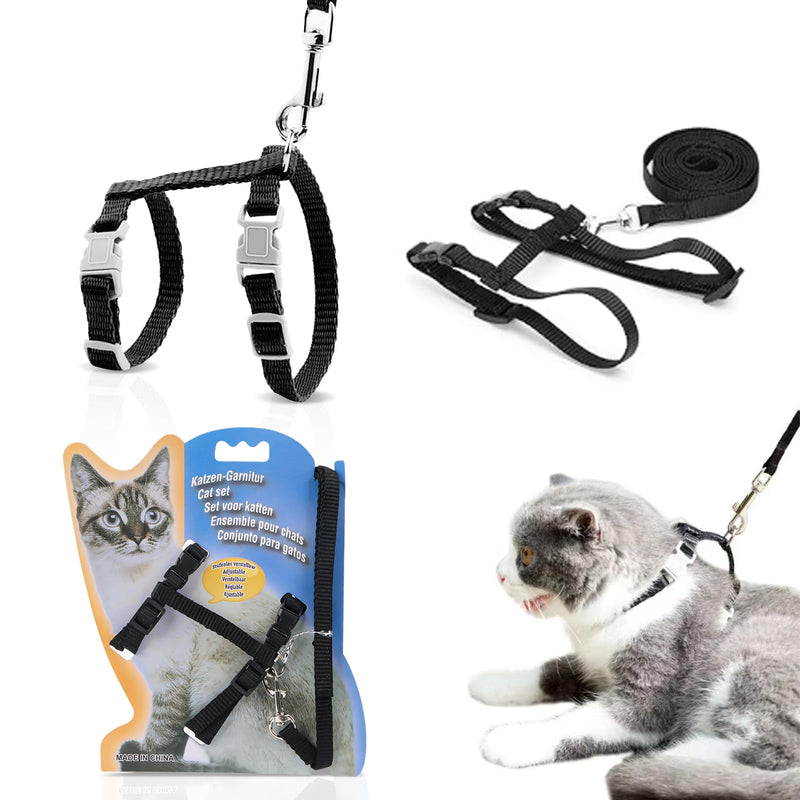 Cat harness with leash, adjustable harness cat leash, nylon harness cat leash, cat harness escape-proof 120cm, escape-proof cat vest with leash for kittens, puppies, rabbits - BeesActive Australia