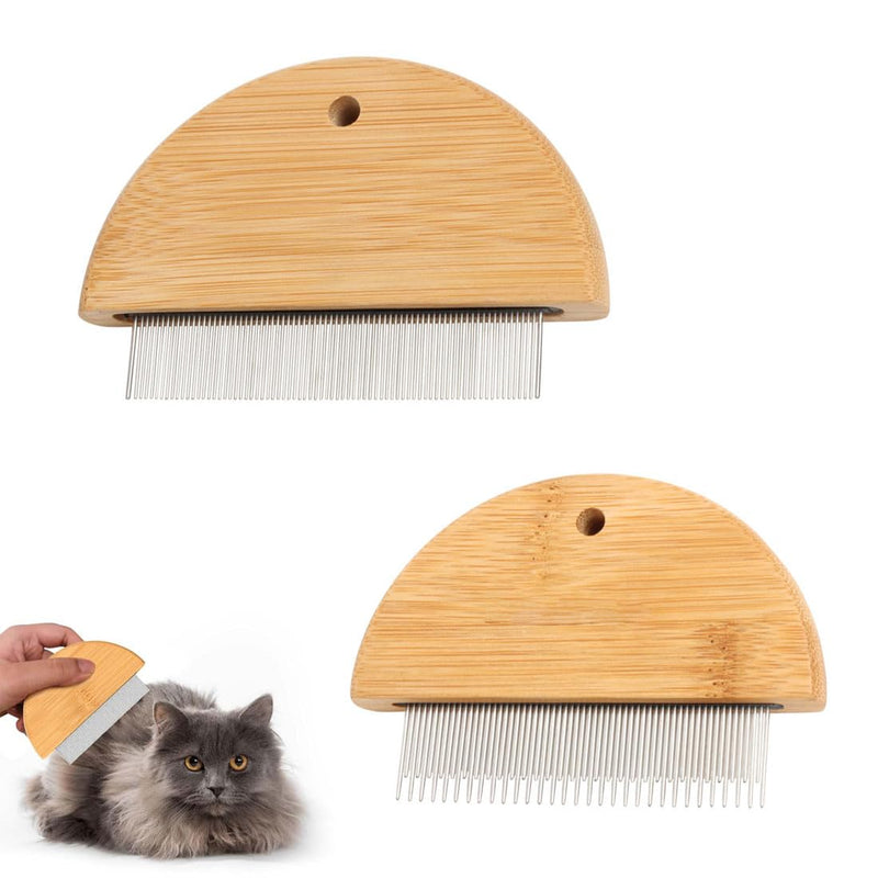 FDCGAS Bamboo Flea Comb - 2 pcs flea comb for cats & dogs, 77 & 61 stainless steel teeth, no plastic, lice comb, tick comb, flea comb for dogs, flea comb for cats - BeesActive Australia