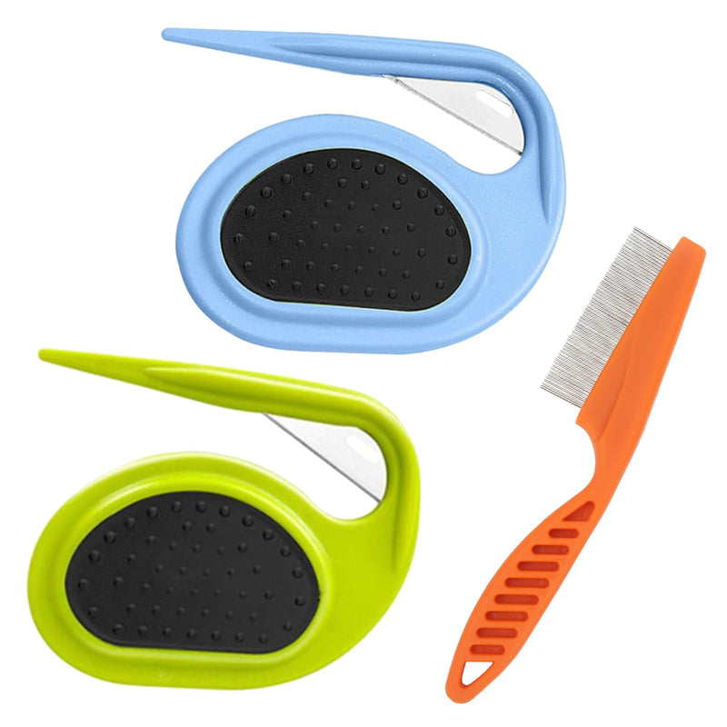 Knot Comb Hair Removal Tool, 2 Pieces Knot Comb Beauty Tools Pet, Massage Comb for Cats Combs, Shedding Brush Dog Hair, Pet Supplies Portable Detangling Comb (Blue+Green) - BeesActive Australia