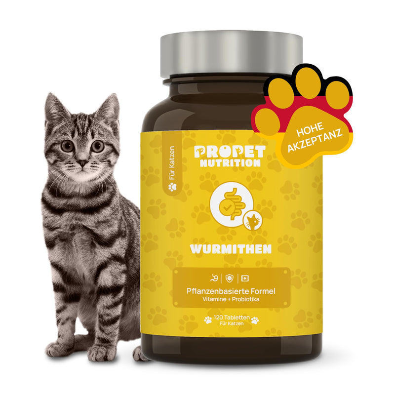 PROPET NUTRITION Worm treatment cat + probiotics + vitamins B. 100% natural. 120 tablets. Worm medication. Dewormer for cats. Worm treatment alternative for worm infestation - BeesActive Australia