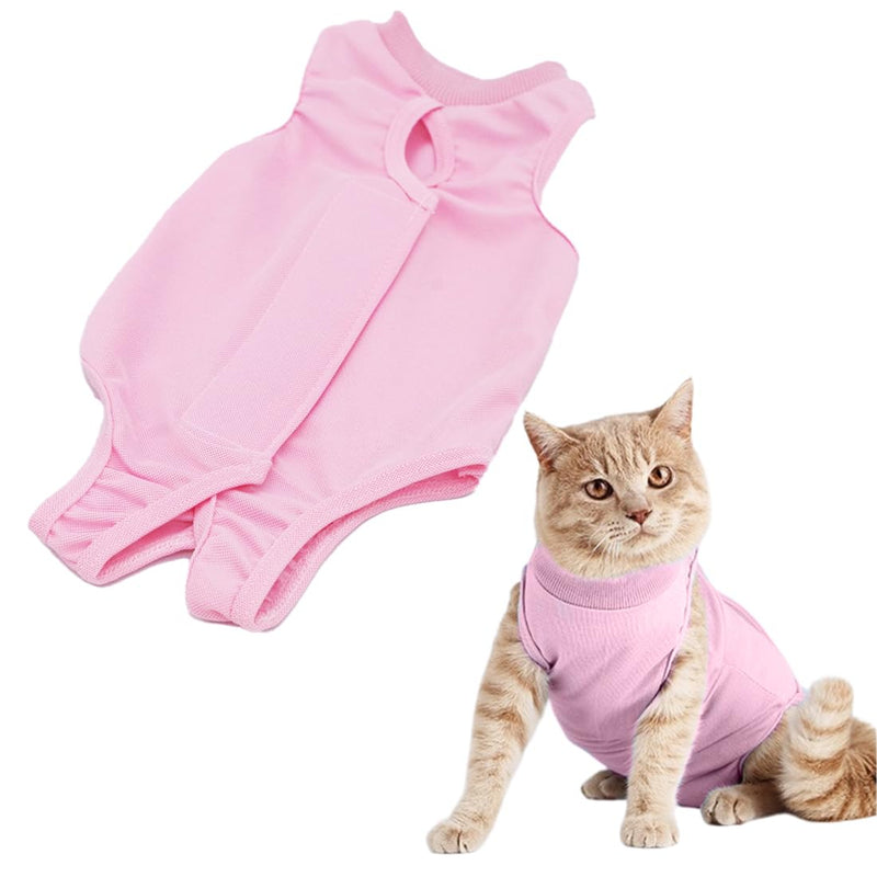 LuLiyLdJ Cat Bodysuit After Surgery with Anti-Licking for Abdominal Wounds Soft Home Indoor Pet Clothes for Cats Dogs After Surgery Wear, Cat Bodysuit for Cats Surgery, (M pink), 1 piece - BeesActive Australia