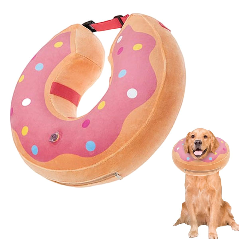 LittleBean Inflatable Neck Brace Dog Cat Protective Collar Collars for Pets Dog Collar Leak Protection for Recovery After Surgery or Wounds (Pink Donuts, [Neck: 16"-18.5"] XL) Pink Donuts - BeesActive Australia