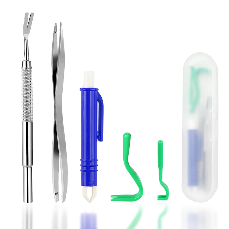Nepfaivy tick tweezers for dogs, cats, humans - set of 5 tick tweezers for dogs with 2 tick hooks, 2 metal tick tweezers and 1 tick tweezers, simple and safe tick remover for children and pets, green + blue (with stainless steel). - BeesActive Australia