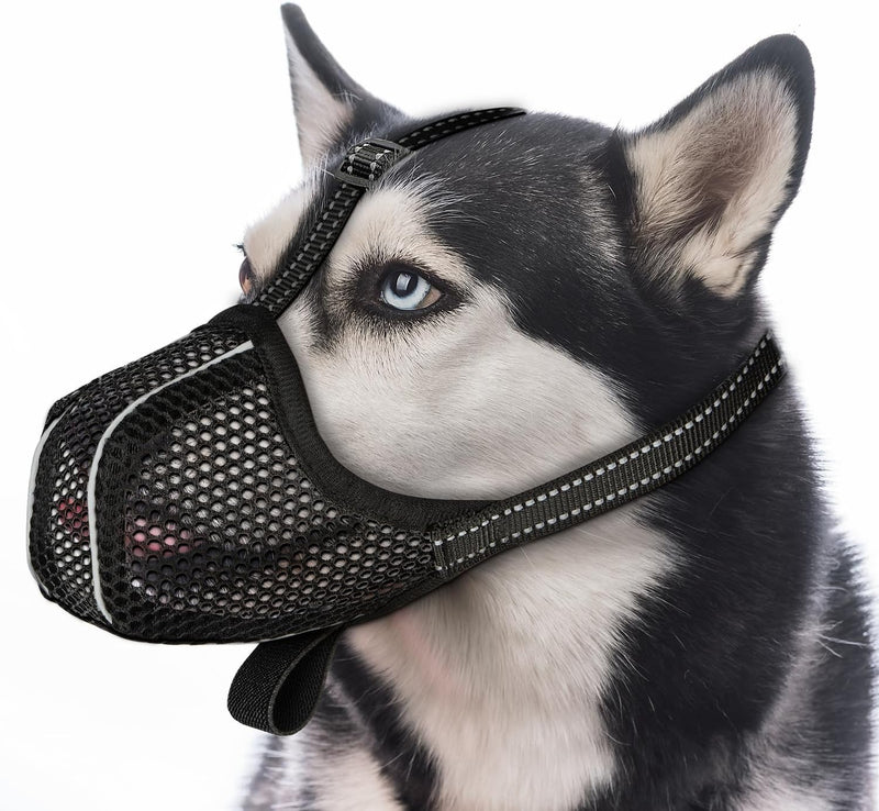 Muzzle Large Dogs, Prevent Eating/Chewing/Biting Dog Muzzle, Breathable Reflective Adjustable Muzzle Medium Dogs（Black-L） L - BeesActive Australia
