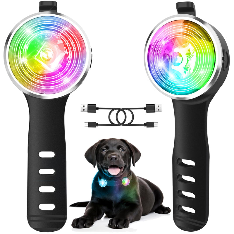 Pack of 2 dog lights for night walks, Tubasion improved 8 modes light pendant dog rechargeable, IP66 waterproof and silicone strap safety light for LED dog collar 2 - BeesActive Australia