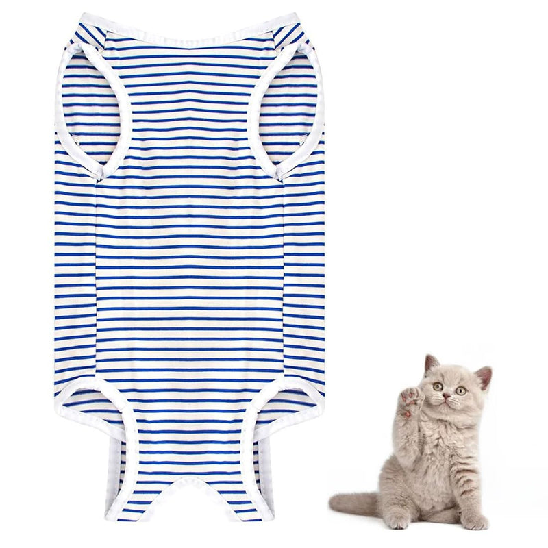 LEEQ Cat Professional Recovery Suit - Surgical Recovery Shirt for Abdominal Wounds Bandages Cone Alternative for Cats After Surgery Medical Suit Soft Pet Clothes Indoor, Blue/L - BeesActive Australia