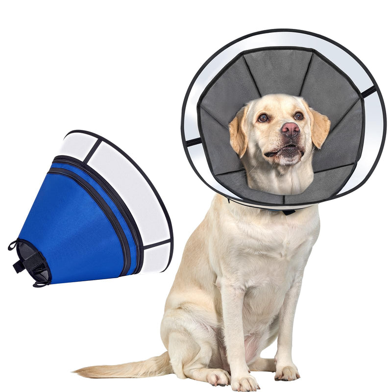 Collar Dog Soft, OneTigris Adjustable Breathable Protective Collar Dog Neck Brace Prevention of Bites and Licks Pet Elizabethan - Blue XXL - BeesActive Australia