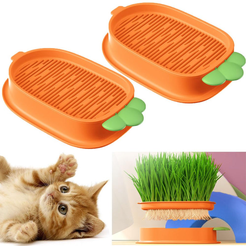 Esforzarse 2 pieces hydroponics cat grass box, cat grass growth set, cat grass germination tray for cat dogs pets, carrot cat grass tray growth set, cat grass germination tray - BeesActive Australia