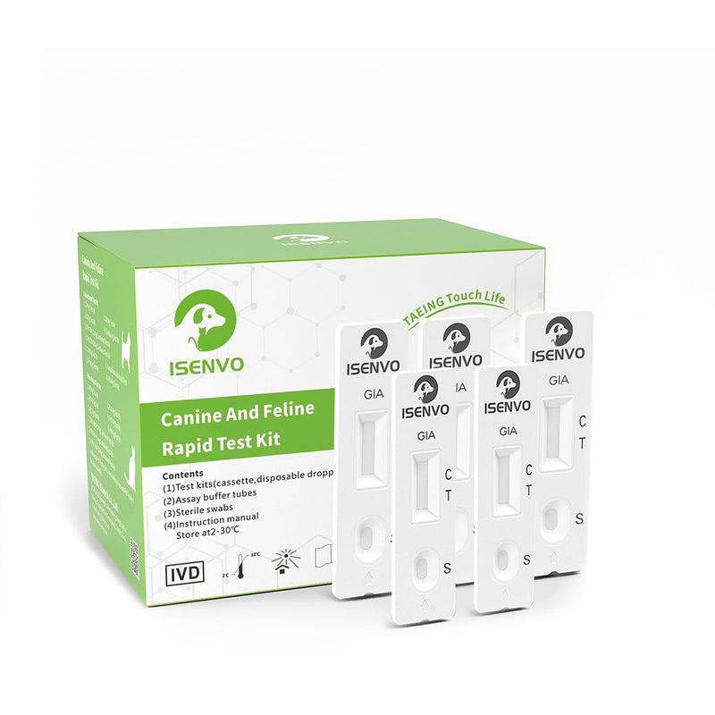ISENVO 5 x Giardia rapid test for dogs and cats - Giardia test reliable as a test for intestinal parasites and diarrhea - for dogs and cats with Giardia (5 x test kit) - BeesActive Australia