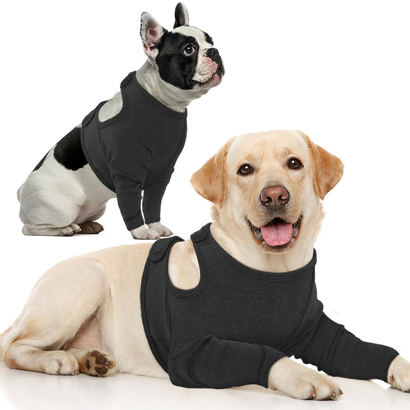 IECOii Adjustable Front Leg Sleeves for Dogs, Post-Surgery Dog Bodysuit for Small Dogs, Puppy Dog Onesie to Prevent Licking, Alternative Recovery Suit for Dogs, Black-S S(Chest Girth:14.17"-17.32") Black - BeesActive Australia