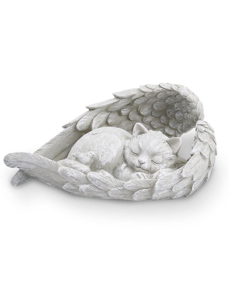 NETONDA Cat Angel Memorial Stone Tombstone Cat for Outdoor Animal Gravestone Polyresin Cat Figure Garden Beautiful Keepsake Home Grave Decoration Decoration (Pure White) Small Cat - BeesActive Australia