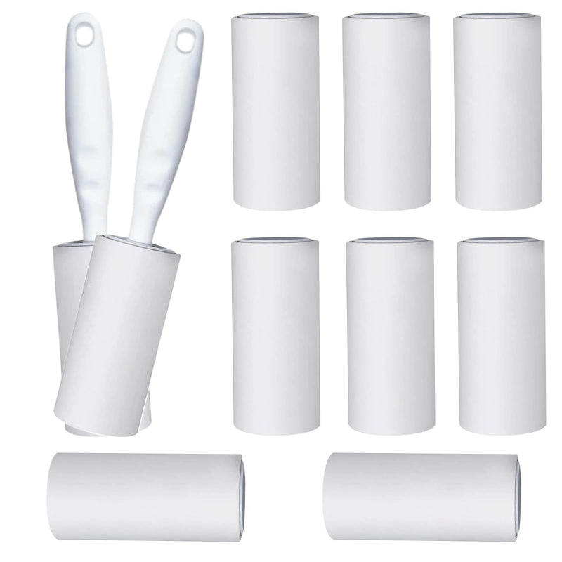Sticky lint roller 10 rolls with 60 sheets each + 2 dispensers, replacement rolls for clothes, lint brush clothes, for sofa, bed, pet hair and carpet, extra sticky lint roller clothes - BeesActive Australia