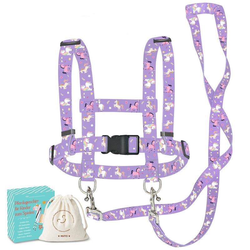 MutoToy® horse leash for children to play with, adjustable horse harness for children, horse play leash for boys girls role play, children's outdoor toy from 3 years (purple) purple - BeesActive Australia