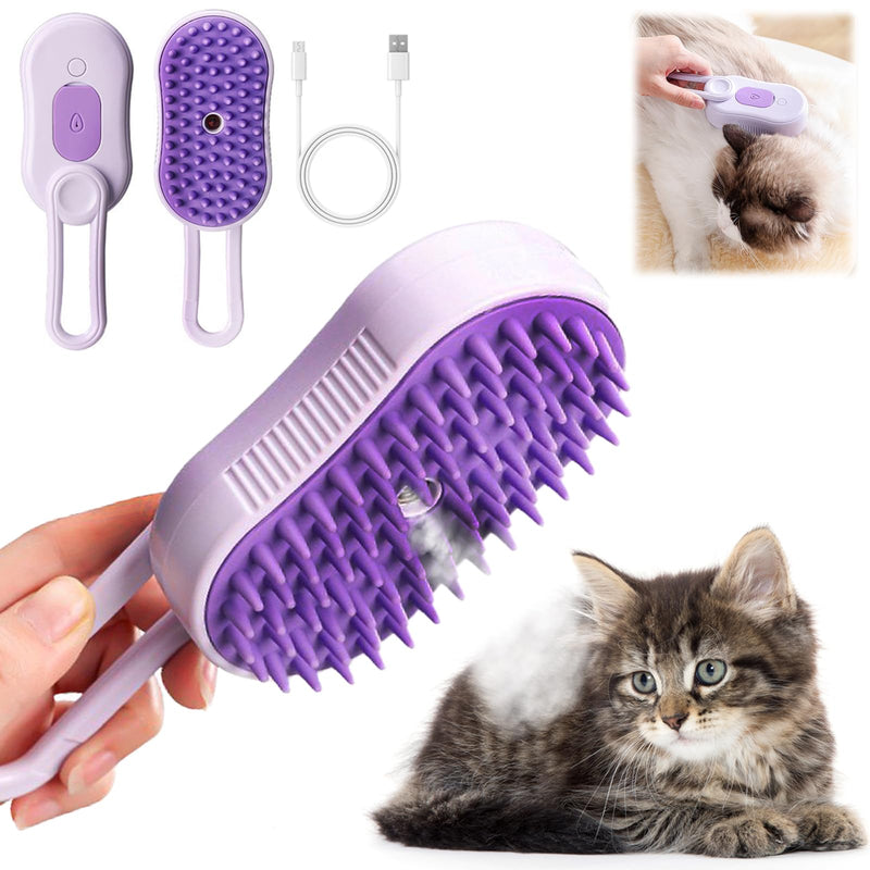 DONGTATA 3-in-1 Cat Steam Brush Cat Steamer Cat Brush Cat Spray Massage Comb Cat Massage Brush Eliminate Flying Hair for Cats and Dogs Pet Brush - BeesActive Australia